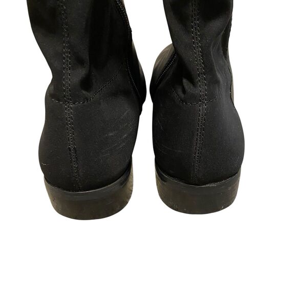 Tahari High Knee Boots 9.5 Black Leather Flats Minimalist Old Money Comfort - Picture 5 of 16